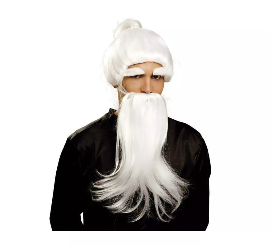 Translation missing: es.Peluca, barba y cejas de Fu Man Chu blanca