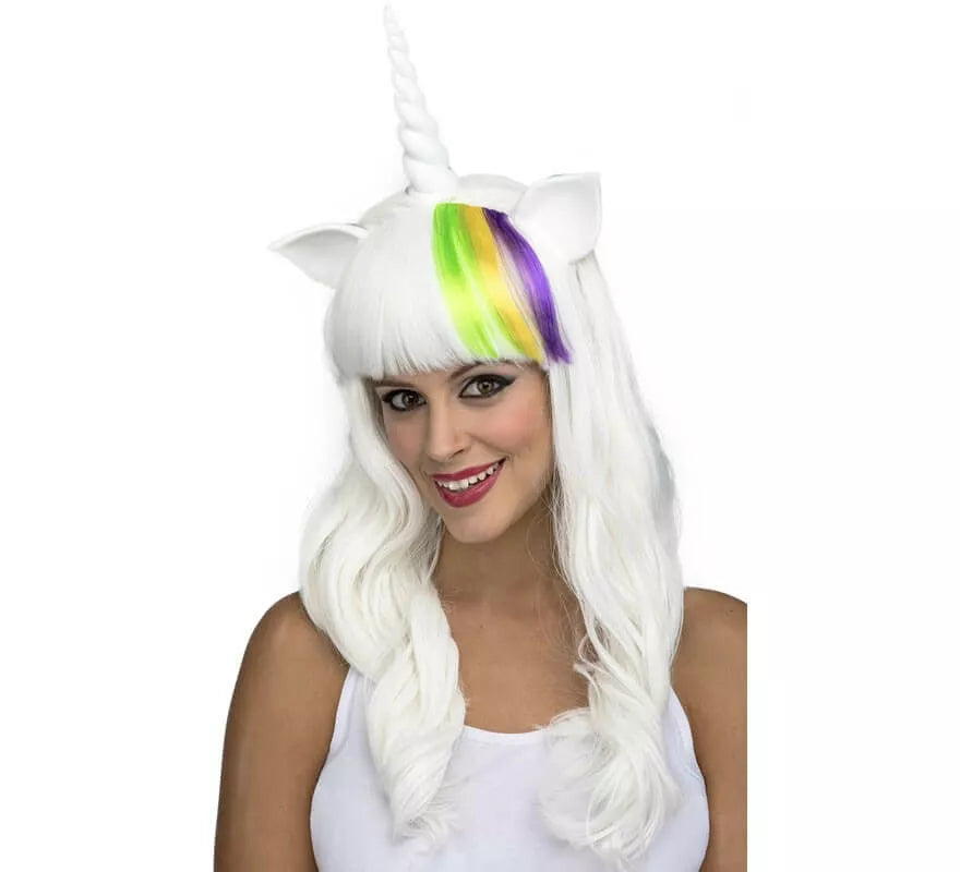 Translation missing: es.Peluca Blanca de Unicornio con Cuerno y Orejas
