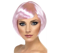 Peluca Bob con flequillo Rosa
