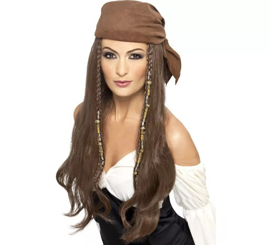 Translation missing: es.Peluca Castaña y Bandana Mujer Pirata