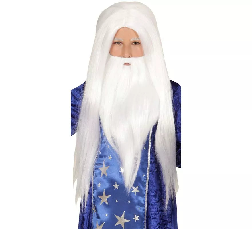 Translation missing: es.Peluca con Barba blanca infantil de Mago o Druida