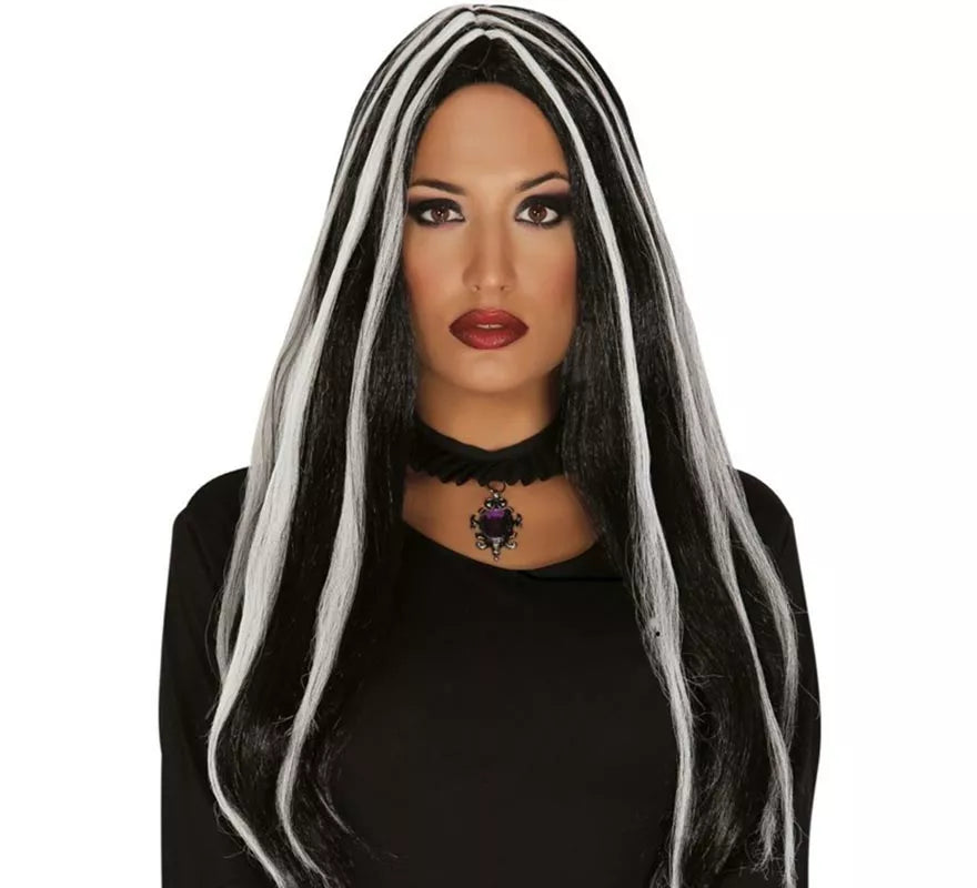Translation missing: es.Peluca de Bruja negra con mechas blancas Halloween