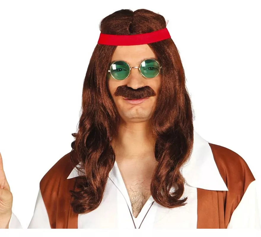 Translation missing: es.Peluca de Hippie con cinta y bigote