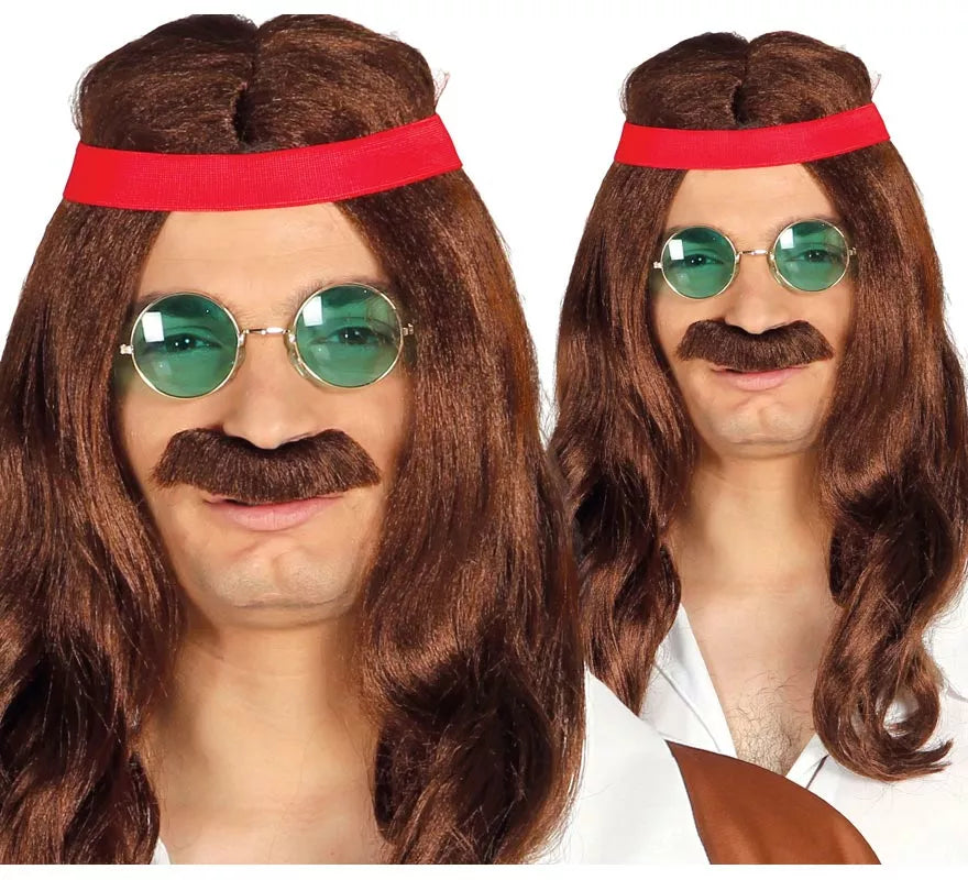 Translation missing: es.Peluca de Hippie con cinta y bigote