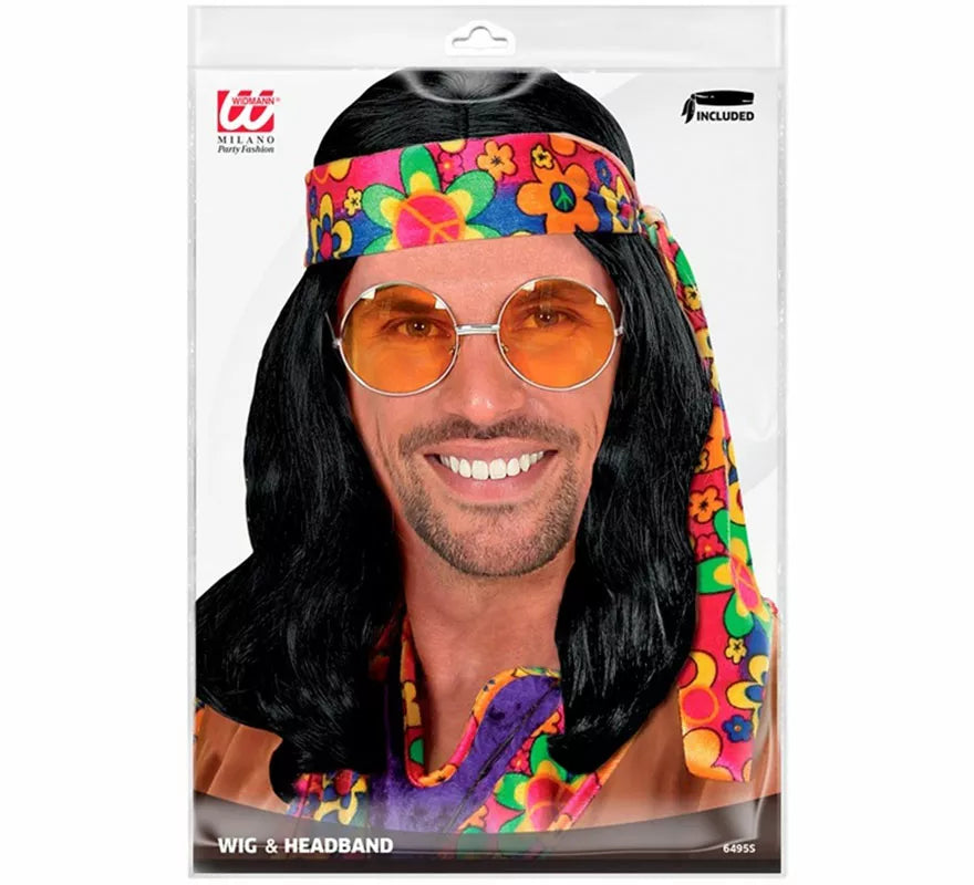 Translation missing: es.Peluca de Hippie negra con Bandana
