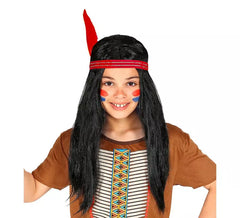 Peluca de Indio Nativo larga para niño