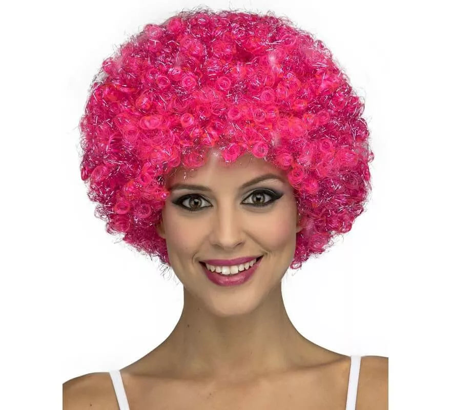 Peluca de Payasa Rizada Rosa