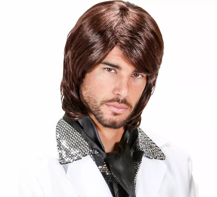 Translation missing: es.Peluca de Pop Star Años 70 marrón