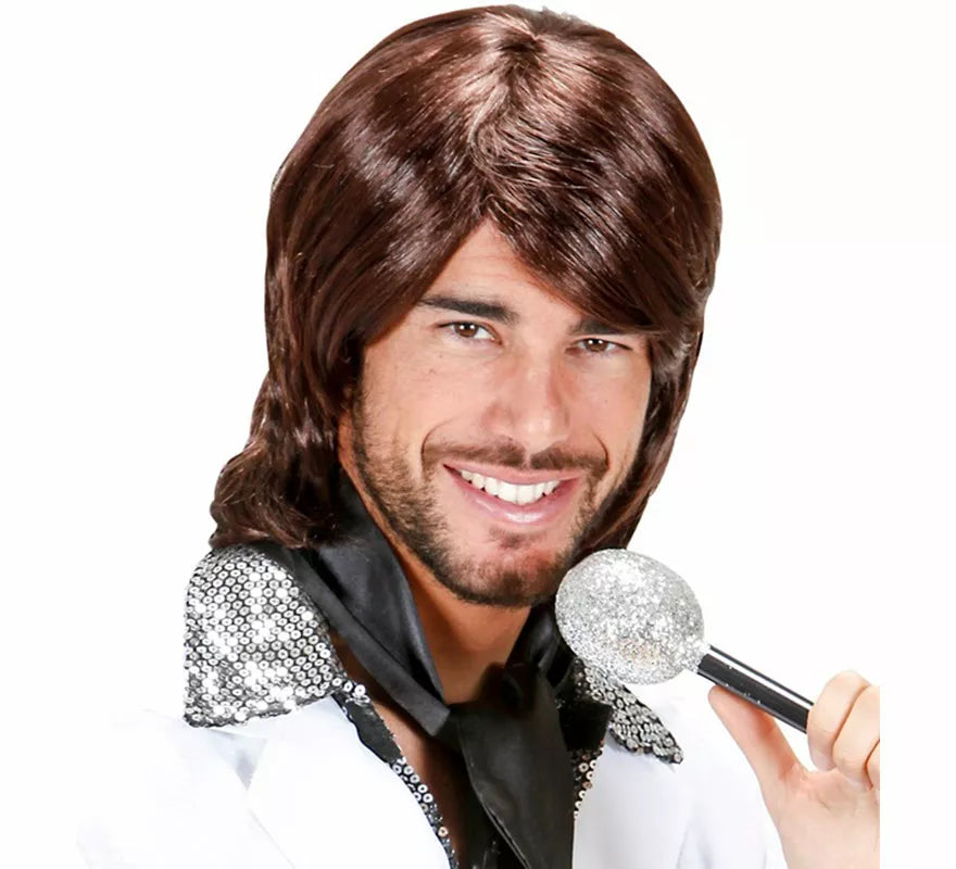Translation missing: es.Peluca de Pop Star Años 70 marrón