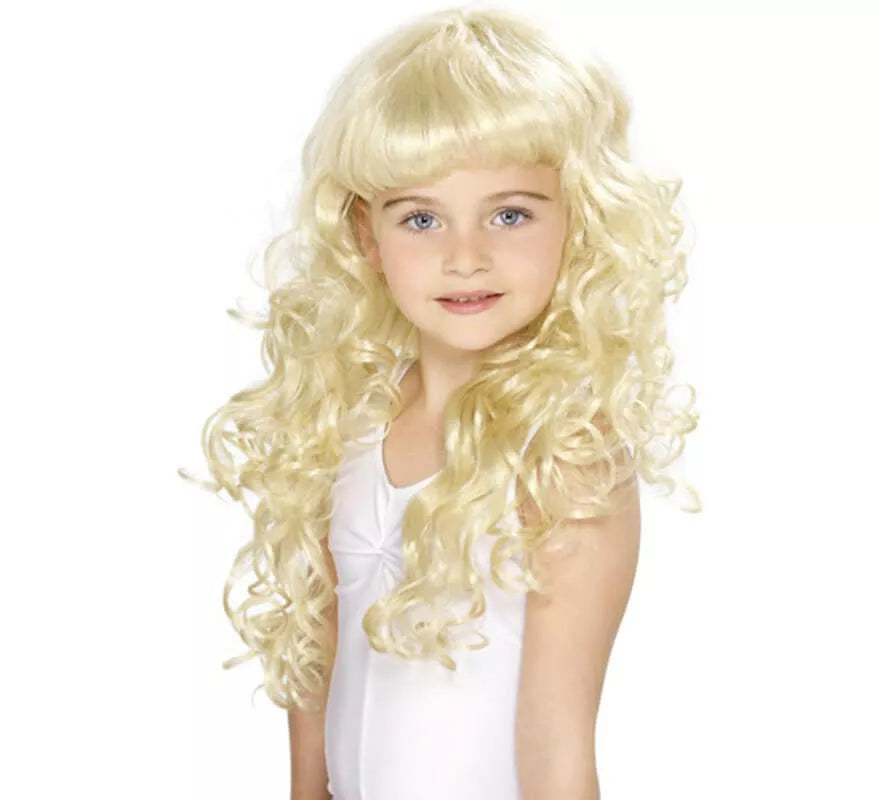 Translation missing: es.Peluca de Princesa Rubia Larga y Rizada Infantil
