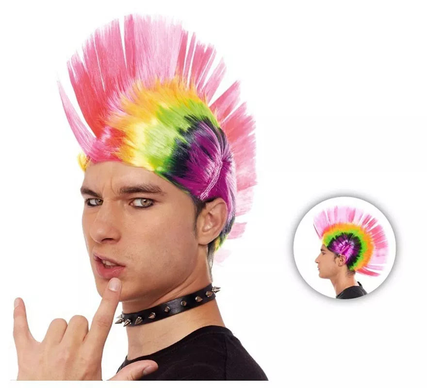 Translation missing: es.Peluca de Punky cresta multicolor