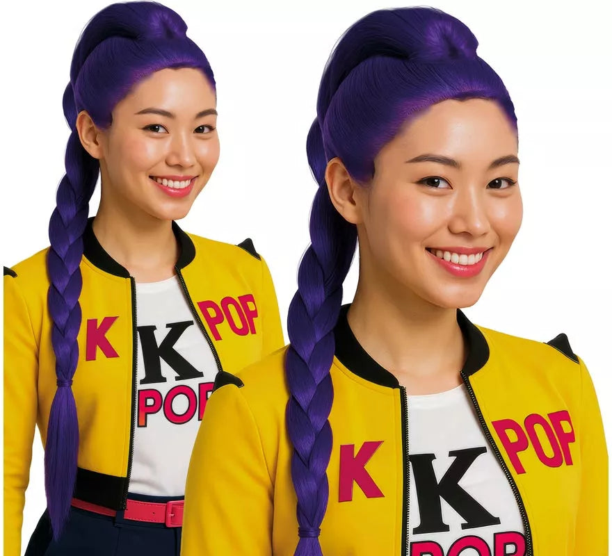Peluca lila de Cantante K-Pop