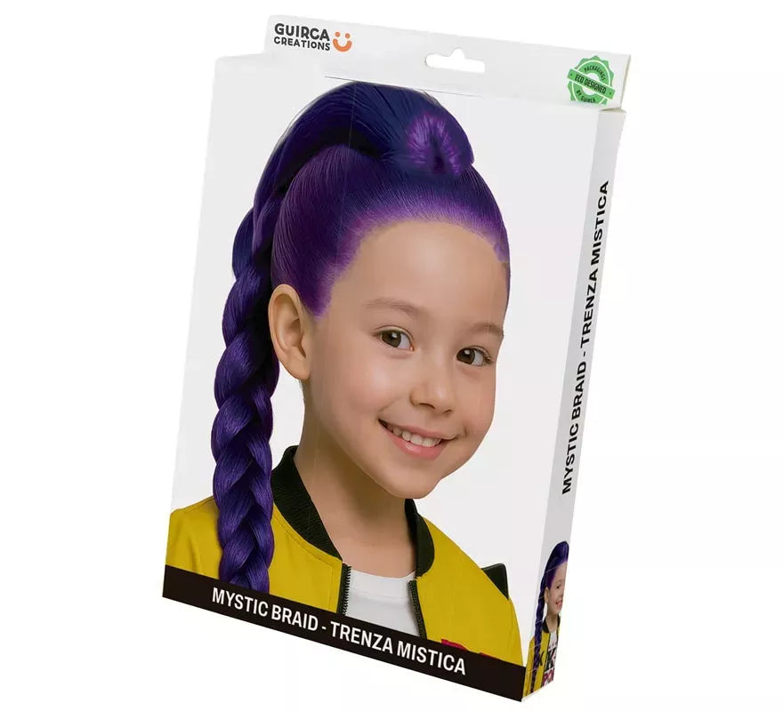 Peluca con trenza lila Cantante K-Pop