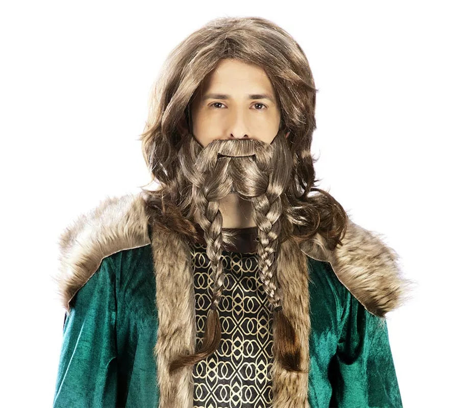 Translation missing: es.Peluca de Vikingo lisa con Barba tejida