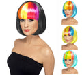 Peluca estilo bob en varios colores con flequillo arco iris