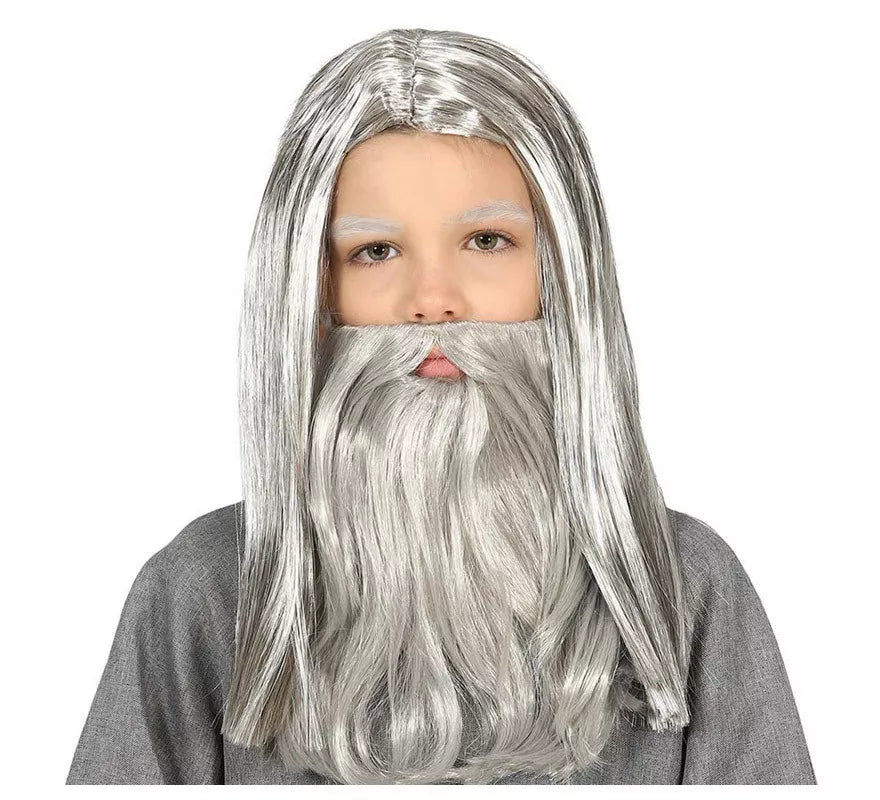 Translation missing: es.Peluca Gris con Barba Larga Infantil