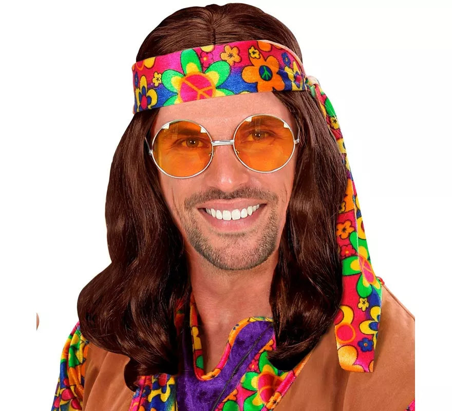Translation missing: es.Peluca Hippie con Banda en varios colores adulto