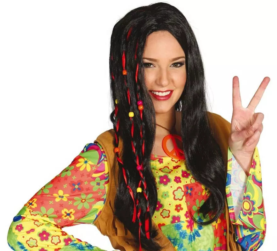 Translation missing: es.Peluca Hippie lisa negra