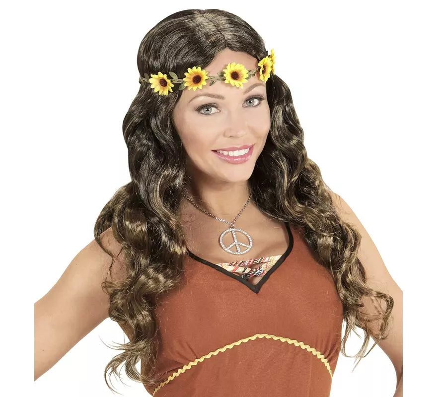 Translation missing: es.Peluca Hippie o Medieval con cinta en varios colores adulto