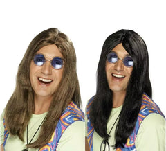 Peluca Hippy Larga con Raya en Medio para Hombre en varios colores