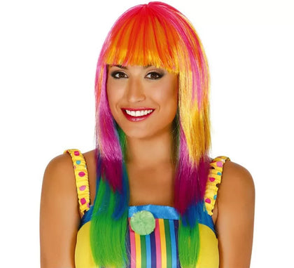 Peluca larga lisa multicolor