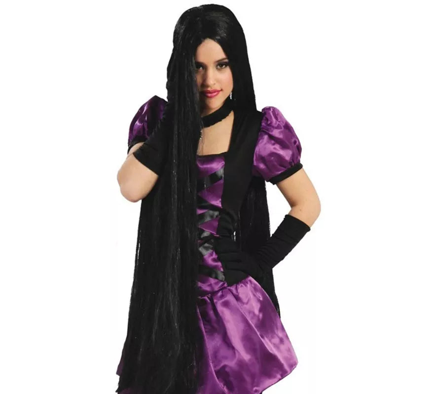 Translation missing: es.Peluca larga negra extra para Halloween y Carnaval