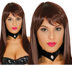 Peluca lisa castaña