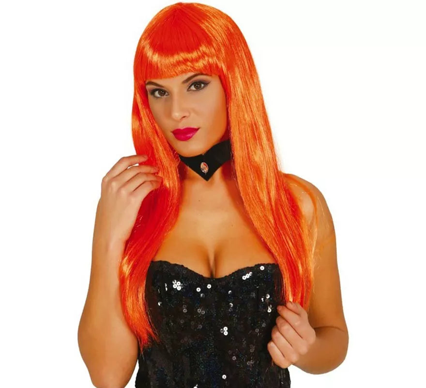 Peluca lisa naranja
