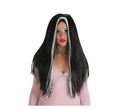Peluca Morgana negra larga con mechas blancas