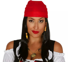 Peluca negra larga y pañuelo Pirata