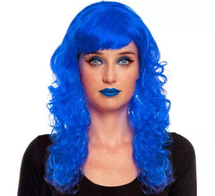 Peluca Ondas azul oscuro con fleco