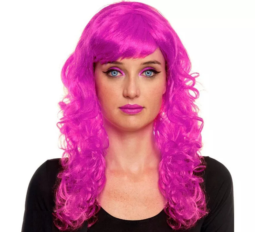 Translation missing: es.Peluca Ondas fucsia con fleco