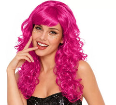 Peluca Ondas fucsia con fleco