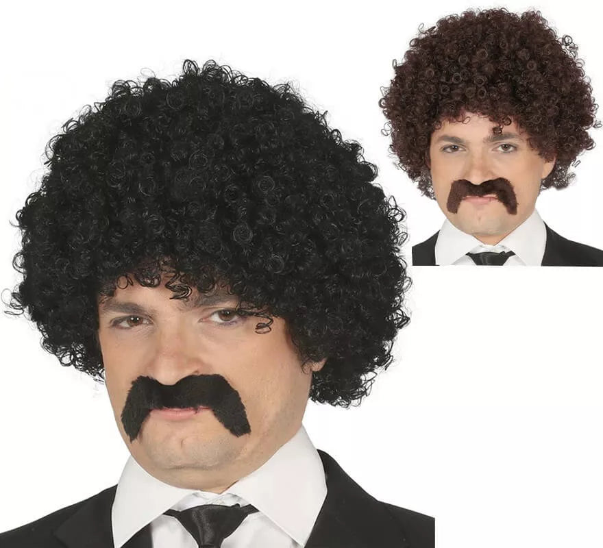 Translation missing: es.Peluca Rizada con Bigote en varios colores