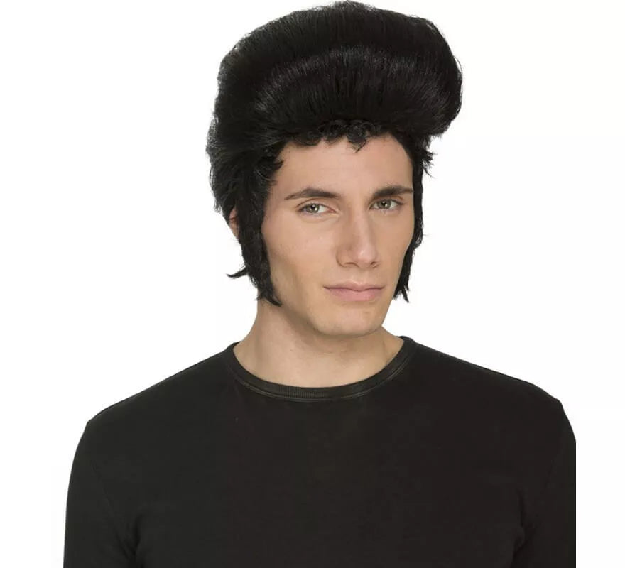 Translation missing: es.Peluca Rocker negra de Rey de Rock con Tupé