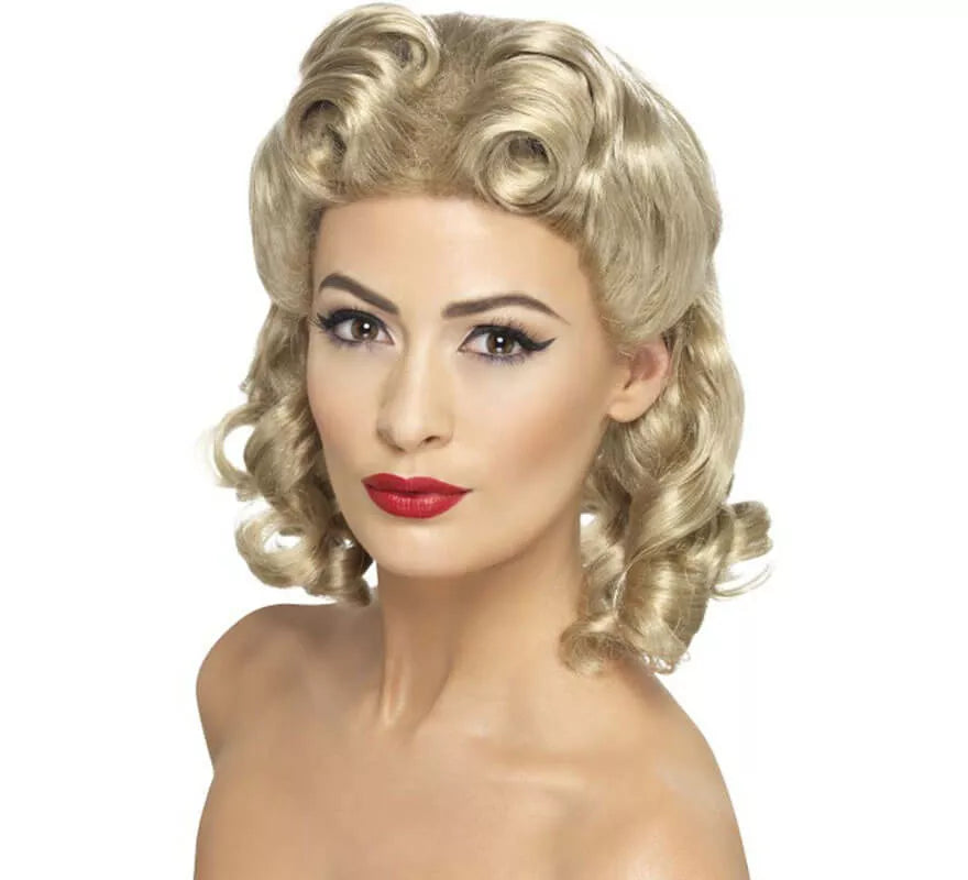 Translation missing: es.Peluca Rubia Larga con Bucles Pin Up Años 40