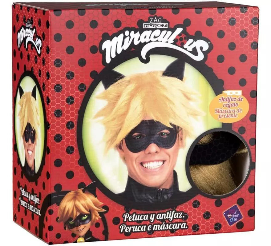 Translation missing: es.Peluca y Antifaz de Cat Noir en caja para hombre