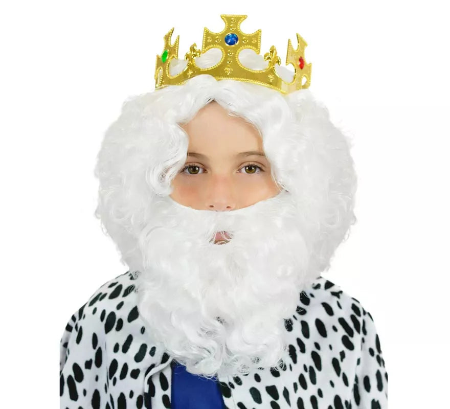 Translation missing: es.Peluca y barba blanca Infantil Deluxe de Rey Mago Melchor