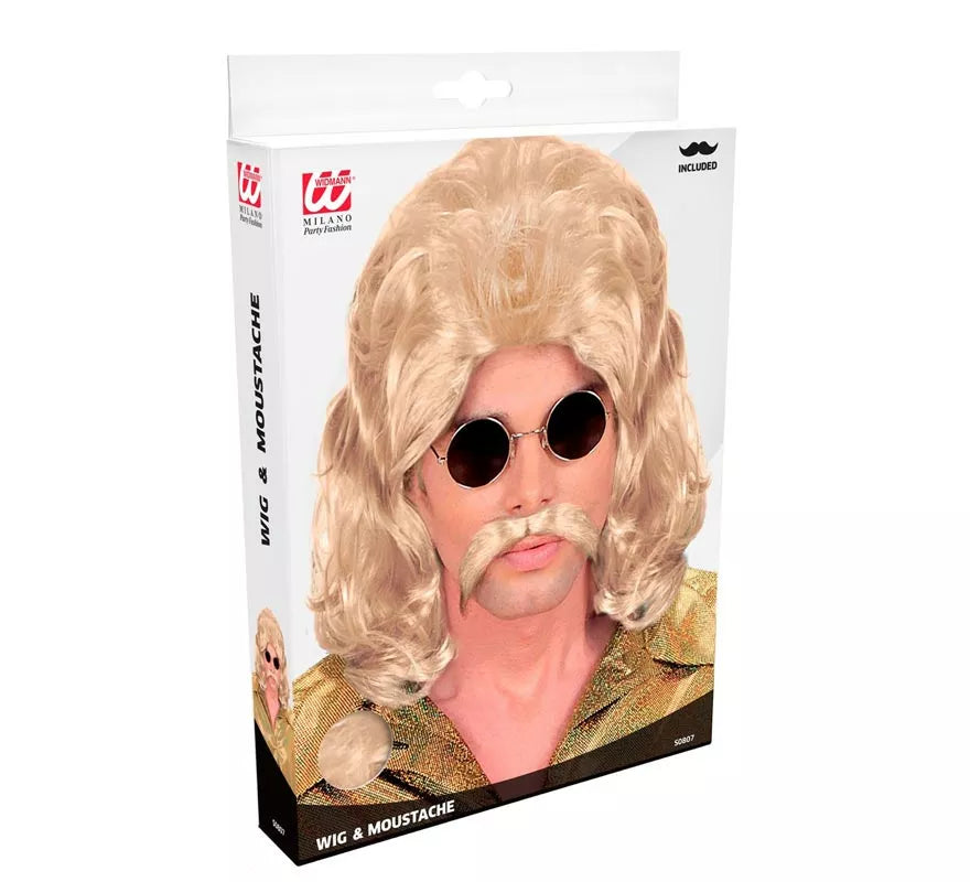Translation missing: es.Peluca y Bigote de los años 70 rubia adulto