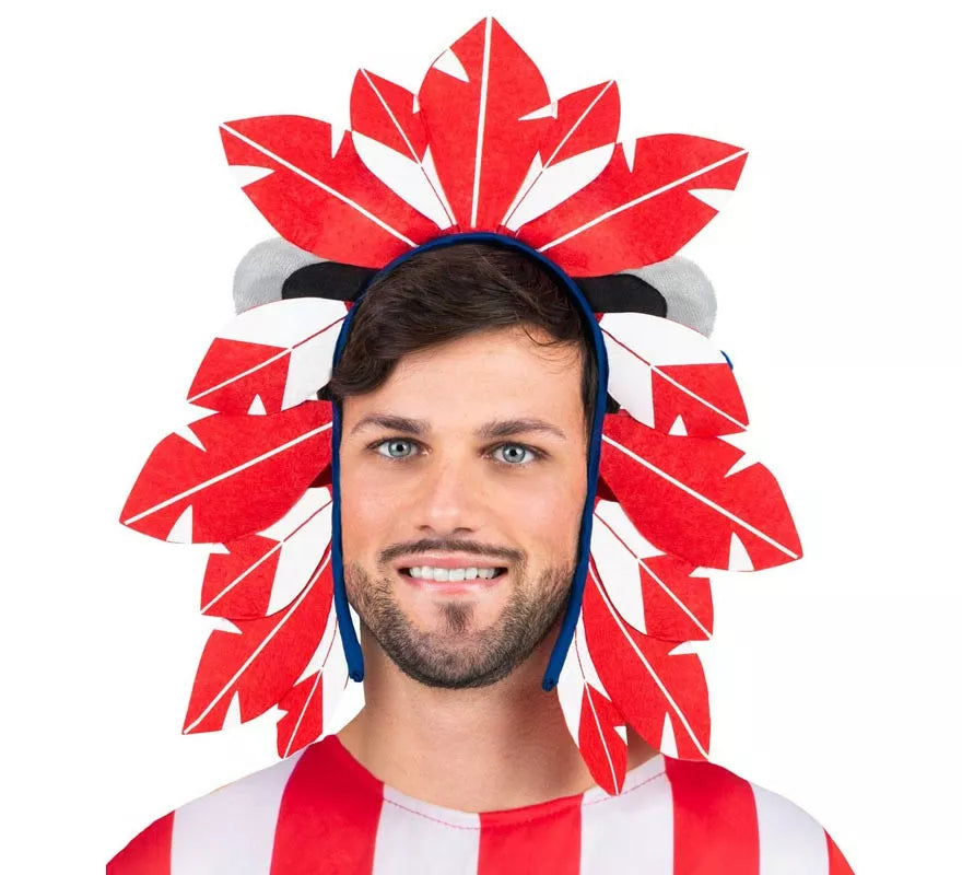 Translation missing: es.Penacho de Indi Atlético de Madrid rojo y blanco adulto