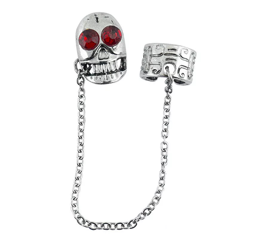 Translation missing: es.Pendiente con cadena de Calavera con Piedras Rojas