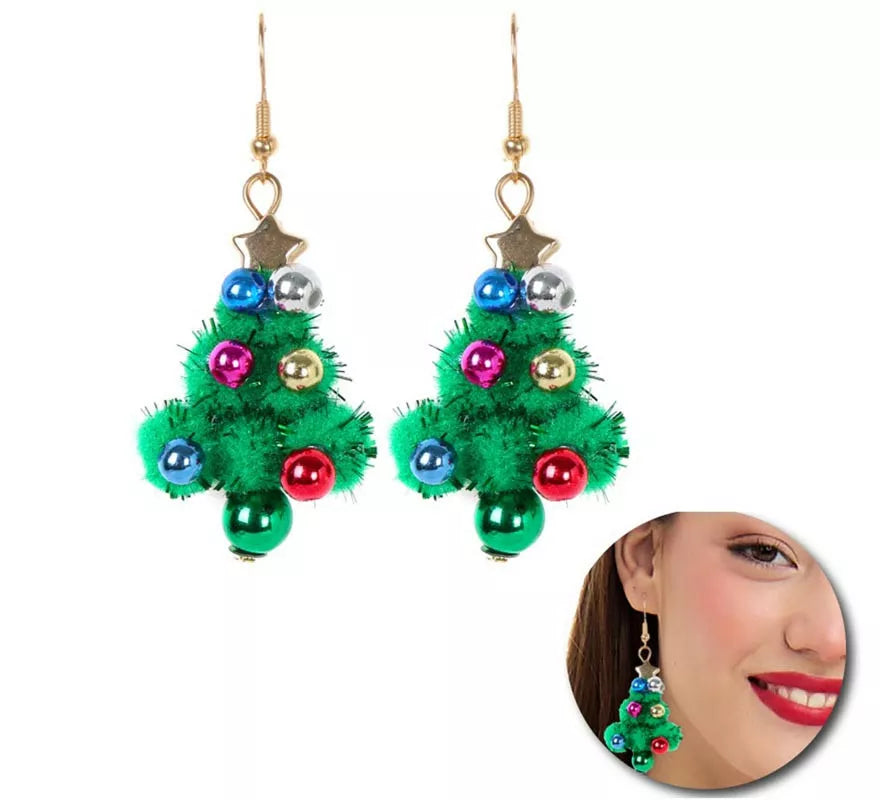 Translation missing: es.Pendientes Árbol Navideño Bolitas verde de 2,5x4,5 cm