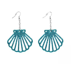 Pendientes Conchas Purpurina Azul
