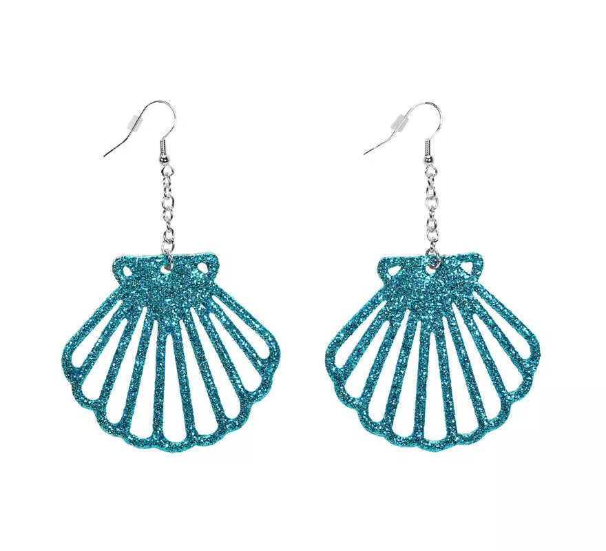Translation missing: es.Pendientes Conchas Purpurina Azul