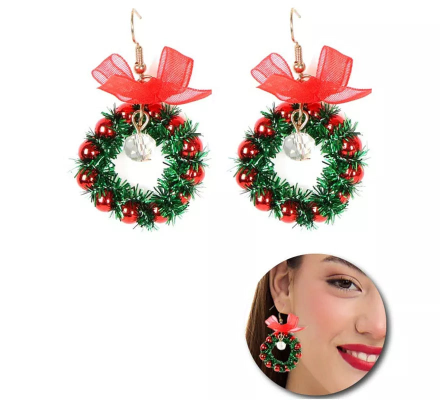 Translation missing: es.Pendientes Corona de Navidad verde de 3x4 cm