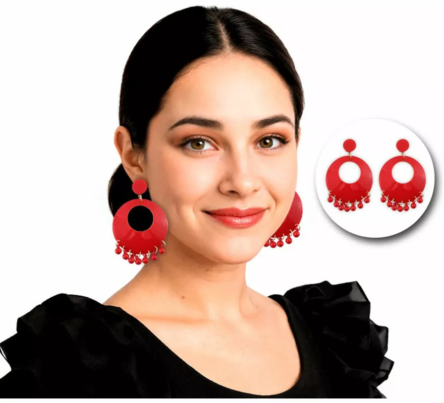 Translation missing: es.Pendientes de Aro rojos de Sevillana o Flamenca