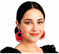 Pendientes de Aro rojos de Sevillana o Flamenca