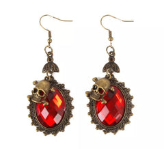 Pendientes de Calavera con rubí falso