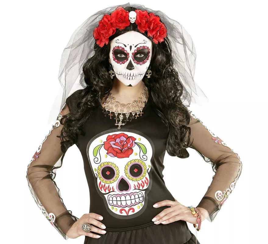 Translation missing: es.Pendientes de Calavera Dorada con Rosa Negra