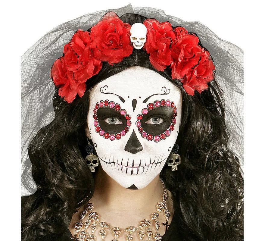 Translation missing: es.Pendientes de Calavera Dorada con Rosa Negra